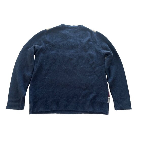 J CREW Womens Sz M 100% Wool Jeweled Navy/Multi Fair Isle Stripe Sweater Preppy - Picture 5 of 9